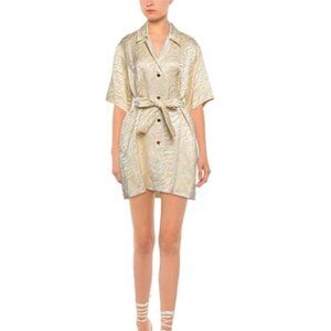 Sandro gold Leapord mini shirt dress size 36